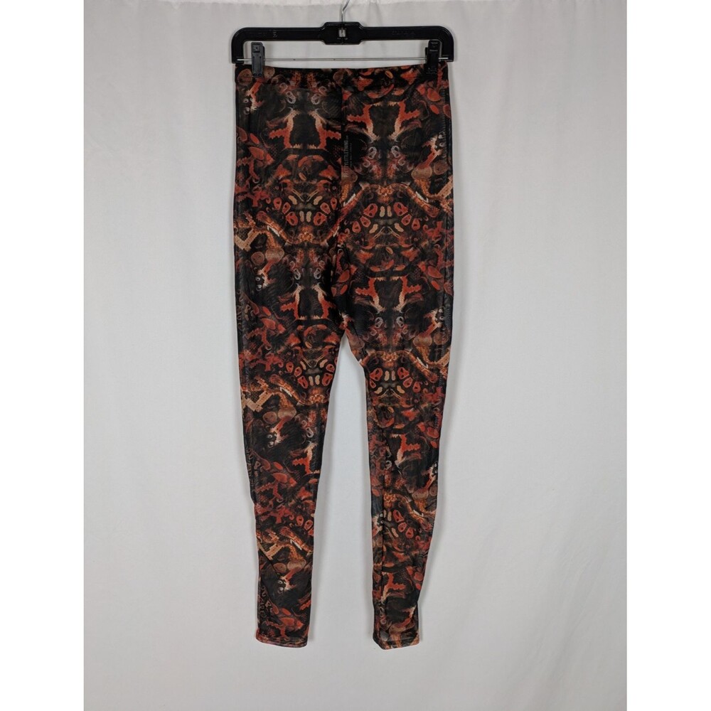 PrettyLittleThing Mesh Leggings 14 NWT Brown Kaleidoscope Clubwear Festival - Picture 3 of 5